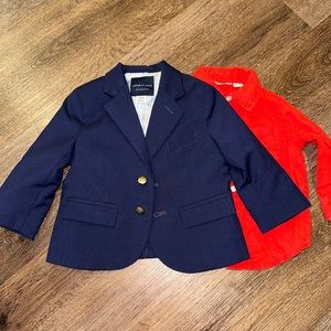 Janie and Jack Navy Blue Blazer and Red Dress Shirt